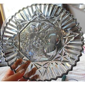 Federal Glass Iridescent Smoke Carnival Pioneer 11 1/2" Platter, Tray Plate Gray